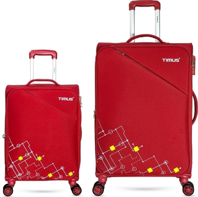 Timus Flash Plus 58cm&68 cm-Soft Luggage Trolley Bags Combo Set 2 Soft Spinner Wheels Expandable  Cabin & Check-in Set 8 Wheels - 28 inch