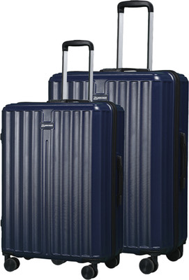 MOVE-MEANT Number Lock Poly Carbonate Cabin 55 Cm & Medium 66 Cm Suitcase Cabin & Check-in Set 8 Wheels - 24 inch
