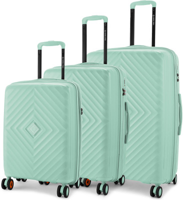 NASHER MILES Expander Hardside Polypropylene Pastel Green Trolley Bags(55,65&75Cm) Expandable  Cabin & Check-in Set 8 Wheels - 28 inch