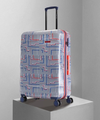 NASHER MILES Hard-Sided Polycarbonate Cabin 20 Inch Grey Printed Trolley Bag Cabin Suitcase 8 Wheels - 20 inch