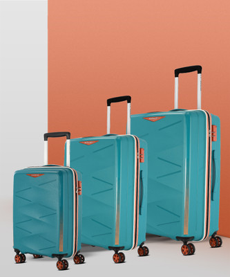 Kamiliant by American Tourister kam triprism colorbst Set of 3 (Small 55cm | Medium 68cm | 77cm) pgrn Cabin & Check-in Set 4 Wheels - 31 inch
