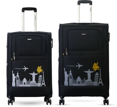 Timus Salsa Plus 68cm,78cm -Soft Luggage Trolley Bags Combo Set 2 Soft Spinner Wheels Expandable  Check-in Suitcase 8 Wheels - 30 inch