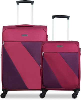 Carriall Pack Of 2 Red Solid Soft-Sided Trolley Bag Expandable  Check-in Suitcase 4 Wheels - 30 inch