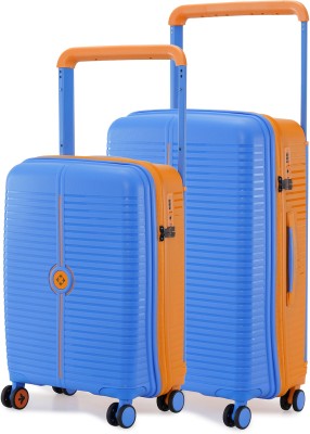 NASHER MILES Dubai TSA Lock Hard-Sided Polypropylene Luggage Set Trolley Bags (55&65) Cabin & Check-in Set 8 Wheels - 24 inch