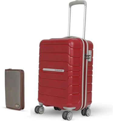 SWISS MILITARY Combo of Trolley Luggage and Wallet for Travel Organizer,Fixed Combination Lock Cabin Suitcase 8 Wheels - 20 inch