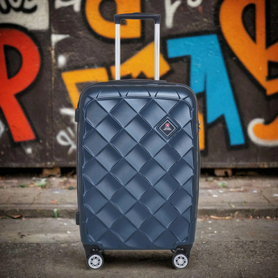 SWISS MILITARY JUPITOR Textured Hard Trolley Bag with 360 -Degree Rotatable 8 Wheels, TSA Lock Check-in Suitcase 8 Wheels - 24 inch