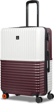 NASHER MILES Istanbul Hard-Sided ABS and PC Check-In Luggage Cream and Brown 75cm Trolley Bag Check-in Suitcase 8 Wheels - 28 inch