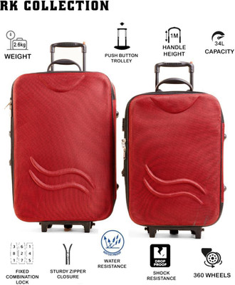 RKCOLLECTION StarRedX1 Combo 20 & 24 Inch Soft Sided Luggage/Suitcase/Trolley Bag Cabin & Check-in Set 2 Wheels - 24 inch