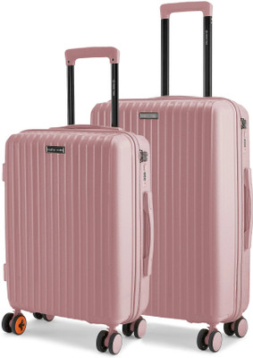 NASHER MILES Pondicherry Hardside Polypropylene Rose Gold Trolley (55 & 65 cm) Cabin & Check-in Set 8 Wheels - 24 inch