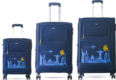 Timus Salsa Plus 58cm,68cm,78cm -Soft Luggage Trolley Bags Combo Set 3 Expandable  Cabin & Check-in Set 8 Wheels - 30 inch