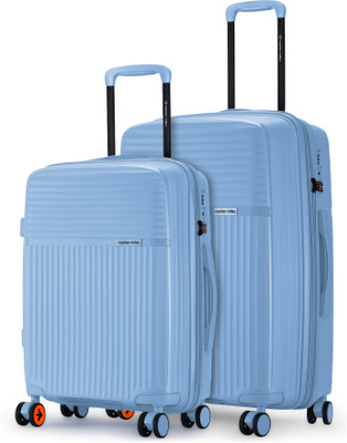 NASHER MILES Krabi Expander Hardside Polypropylene Steel Blue Trolley Bag(55&65cm) Expandable  Cabin & Check-in Set 8 Wheels - 24 inch