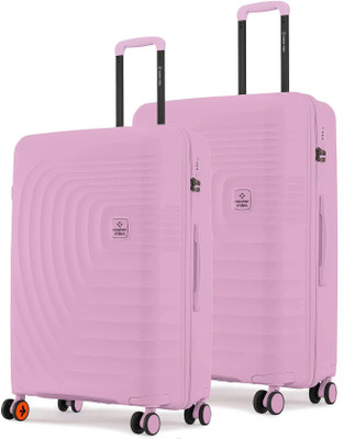 NASHER MILES Boston Hard-Sided Polypropylene Luggage Set of 2 Pink Trolley Bag(65 & 75 cm) Check-in Suitcase 8 Wheels - 28 inch