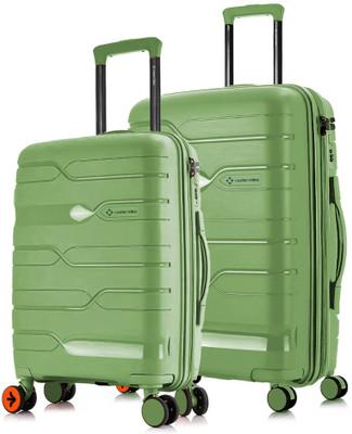 NASHER MILES HardSide Polypropylene Luggage Set of 2 Avacado Green Trolleybag(65&75Cm) Check-in Suitcase 8 Wheels - 28 Inch