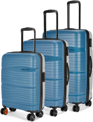 NASHER MILES Nicobar Hard-Sided Dual Tone Set of 3 Blue and Grey (55, 65 & 75 cm) Check-in Suitcase 8 Wheels - 28 inch