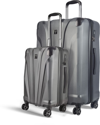 Timus Leolite Expandable Premium Polycarbonate Small & Large Suitcase Combo (58,78cm) Expandable  Cabin & Check-in Set 8 Wheels - 28 inch