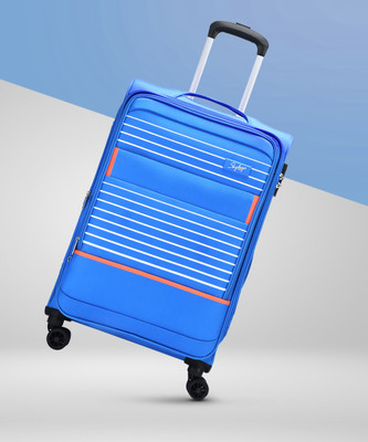 SKYBAGS Beach Polyester Softsided 69cm Medium Trolley with TSA, 8 Wheel Blue Trolley Bag Expandable  Check-in Suitcase 8 Wheels - 26 Inch
