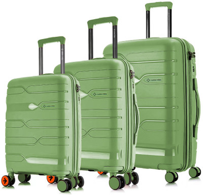 NASHER MILES Paris HardSide Polypropylene Luggage Setof3 Avacado Green Trolleybag(55,65&75Cm) Cabin & Check-in Set 8 Wheels - 28 inch