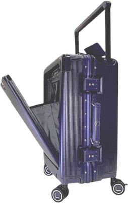 Luggit Executive Plus -Navy Blue, No Zipper Tamper Proof Lock -Cabin Luggage Cabin Suitcase 8 Wheels - 20 inch