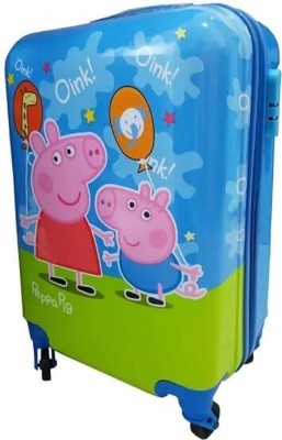 Swarn Products Blue&Green Pepa Pig Trolley Bag for Kid's/Boys/ Girls -20 inch Check-in Suitcase 8 Wheels - 20 inch