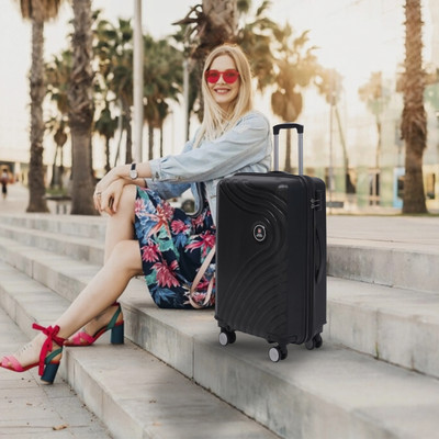 SWISS MILITARY MILESPRO Hard Top Travel Luggage Polypropylene Push Button Trolley Bag 8 Wheels Cabin Suitcase 8 Wheels - 20 inch