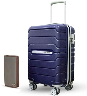 SWISS MILITARY Combo of Trolley Luggage and Wallet for Travel Organizer,Fixed Combination Lock Cabin Suitcase 8 Wheels - 20 inch