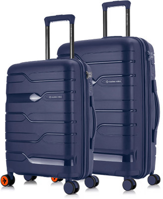 NASHER MILES Paris Hard-sided Luggage Set of 2 Navy Blue Trolley Bags (65 & 75 Cm) Check-in Suitcase 8 Wheels - 28 inch