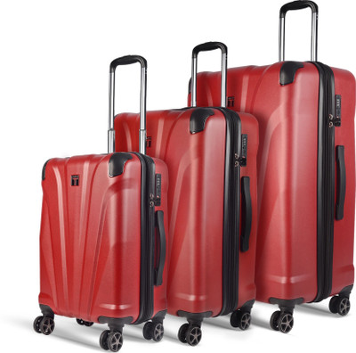 Timus Leolite Expandable Premium Polycarbonate 58cm, 68cm,78cm Trolley Suitcase Combo Expandable  Cabin & Check-in Set 8 Wheels - 28 inch