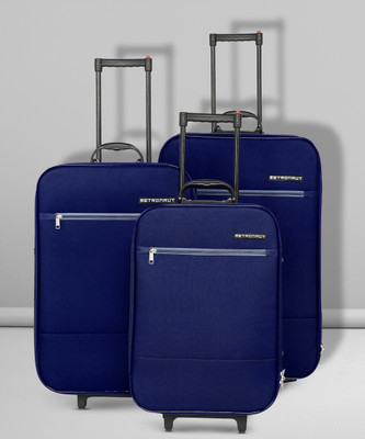 METRONAUT Soft Body Set Of 3 Luggage – FRILL Set-3 (30 Inch+26 Inch+ 22 Inch) – Blue For Rs. 3460 @ 77% off