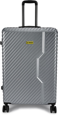 WROGN Vivid-Light-Weight & Durable Polycarbonate Silver Hard Luggage Check-in Suitcase 8 Wheels – 28 Inch