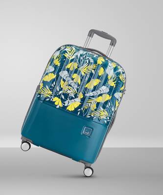 Genie Trolley Bag Large Size, 79 cms Navy Blue Printed Hard Luggage Bag for Women. Check-in Suitcase - 31 31