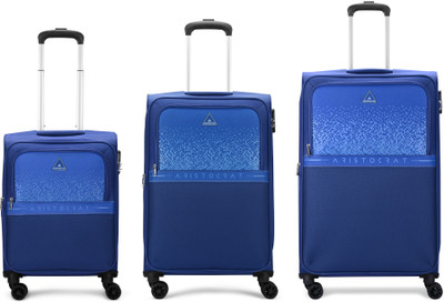 ARISTOCRAT Drift Trolley Bag | Soft Luggage (55+69+79)| Combination Lock with Sturdy Zipper Expandable  Cabin & Check-in Set 8 Wheels - 32 inch