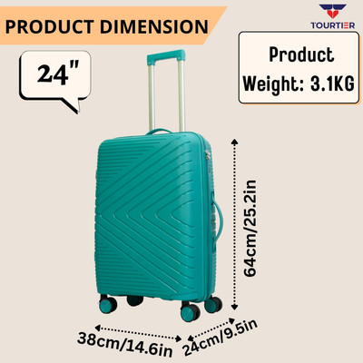 TOURTIER ABS+PC Lightweighted 360° Spinner Wheels, Large Capacity Travel Trolley Bag Check-in Suitcase 4 Wheels - 24 inch