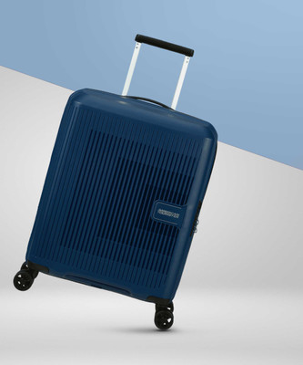 AMERICAN TOURISTER TSA Medium Size Hard-Sided Checkin Trolley (67 cm, Navy Blue) Expandable  Check-in Suitcase 8 Wheels - 26 inch