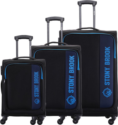 Stony Brook By Nasher Miles Soft Body Set Of 3 Luggage 4 Wheels – Classic Soft-Sided Polyester Luggage Set Of 3 Black Trolley Bags (55, 65 &75cm) – Black For Rs. 4099 @ 88 %
