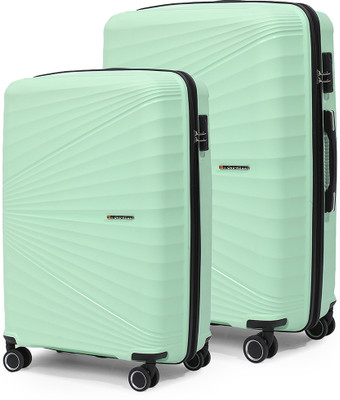 MOVE-MEANT Travel Crew Number Lock Poly Carbonate Cabin 55 Cm & Medium 66 Cm Suitcase Cabin & Check-in Set 8 Wheels - 24 inch