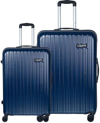 Luggero CLASSIC Light-Weight & Durable Polycarbonate DEEP BLUE Hard Luggage Cabin & Check-in Set 8 Wheels - 28 inch