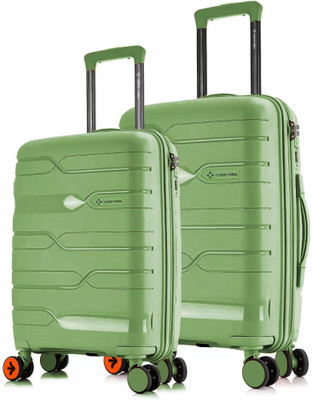 NASHER MILES Paris HardSide Polypropylene Luggage Set of 2 Avacado Green Trolleybag(55&65Cm) Cabin & Check-in Set 8 Wheels - 24 inch