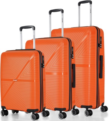 Stony Brook by Nasher Miles Axis Hard-Sided Polypropylene Luggage Set of 3 Orange Trolley Bags(55,65&75cm) Cabin & Check-in Set - 28 Inch