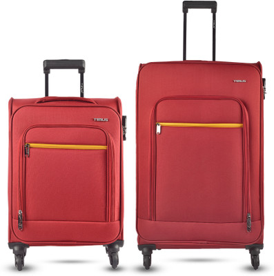 Timus Nexon 58cm 78cm - Soft Luggage Trolley Bags Combo Set 2 Soft Spinner Wheels Cabin & Check-in Set 4 Wheels - 24 inch
