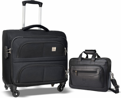 SWISS MILITARY Combo Pack of Overnighter Bag cum Laptop Roller Case and Laptop Sling Bag Overnighter & Briefcase 4 Wheels - 18 inch