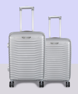 TrekLite Hard Sided,Combination Lock,8 Wheel Trolley Bag For Unisex-Grey Cabin & Check-in Set 8 Wheels - 24 inch