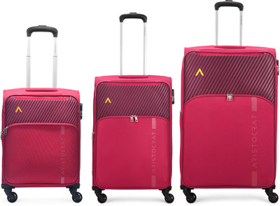 ARISTOCRAT STRIKER 4W STROLLY 55+69+79 MAROON Expandable  Cabin & Check-in Set 4 Wheels - 31 Inch