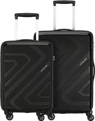 Kamiliant by American Tourister Kam Kiza Sp Set of 2 (Small 55cm | Medium 68cm)-Blk Check-in Suitcase 4 Wheels - 26 inch