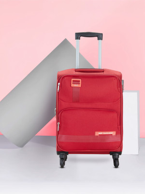 VIP Domina Durable Polyester Soft sided Cabin size trolley with 45L duffle Expandable  Cabin Suitcase 4 Wheels - 22 Inch