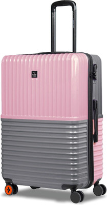 NASHER MILES Istanbul Hard-Sided ABS and PC Check-In Luggage Pink and Grey 65cm Trolley Bag Check-in Suitcase 8 Wheels - 24 inch