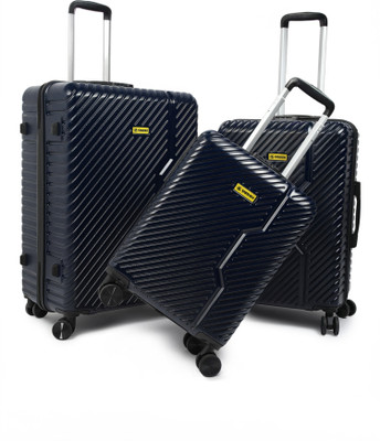 WROGN Vivid-Light-Weight & Durable Polycarbonate Blue Hard Luggage Cabin & Check-in Set 8 Wheels - 28 Inch