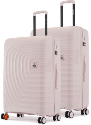 NASHER MILES Boston Hard-Sided Polypropylene Luggage Set of 2 Grey Trolley Bag(65 & 75 cm) Check-in Suitcase 8 Wheels - 28 inch