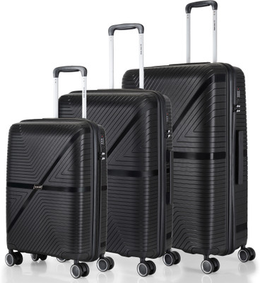 Stony Brook By Nasher Miles Hard Body Set Of 3 Luggage – Axis Hard-Sided Polypropylene Luggage Set Of 3 Black Trolley Bags (55, 65&75cm) – Black For Rs. 4949 @ 86 %