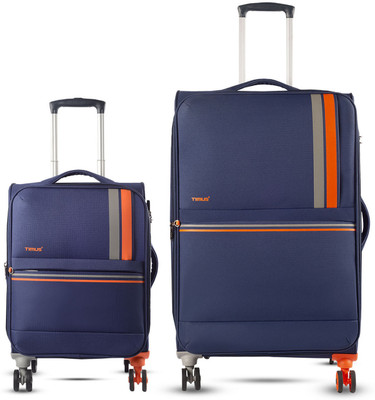 Timus Sportive Soft Luggage 58cm 78cm Soft Luggage Trolley Bags Combo Set of 2 Expandable  Cabin & Check-in Set 8 Wheels - 28 inch