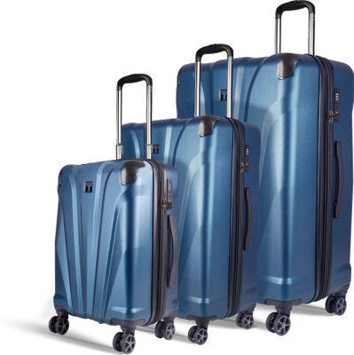 Timus Leolite Expandable Premium Polycarbonate 58cm, 68cm,78cm Trolley Suitcase Combo Expandable  Cabin & Check-in Set 8 Wheels - 28 inch